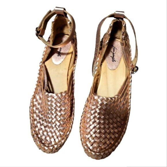 Free People  Rose Gold Teagan Huarache Platform Clogs Womens Sz 7.5 - Picture 9 of 11